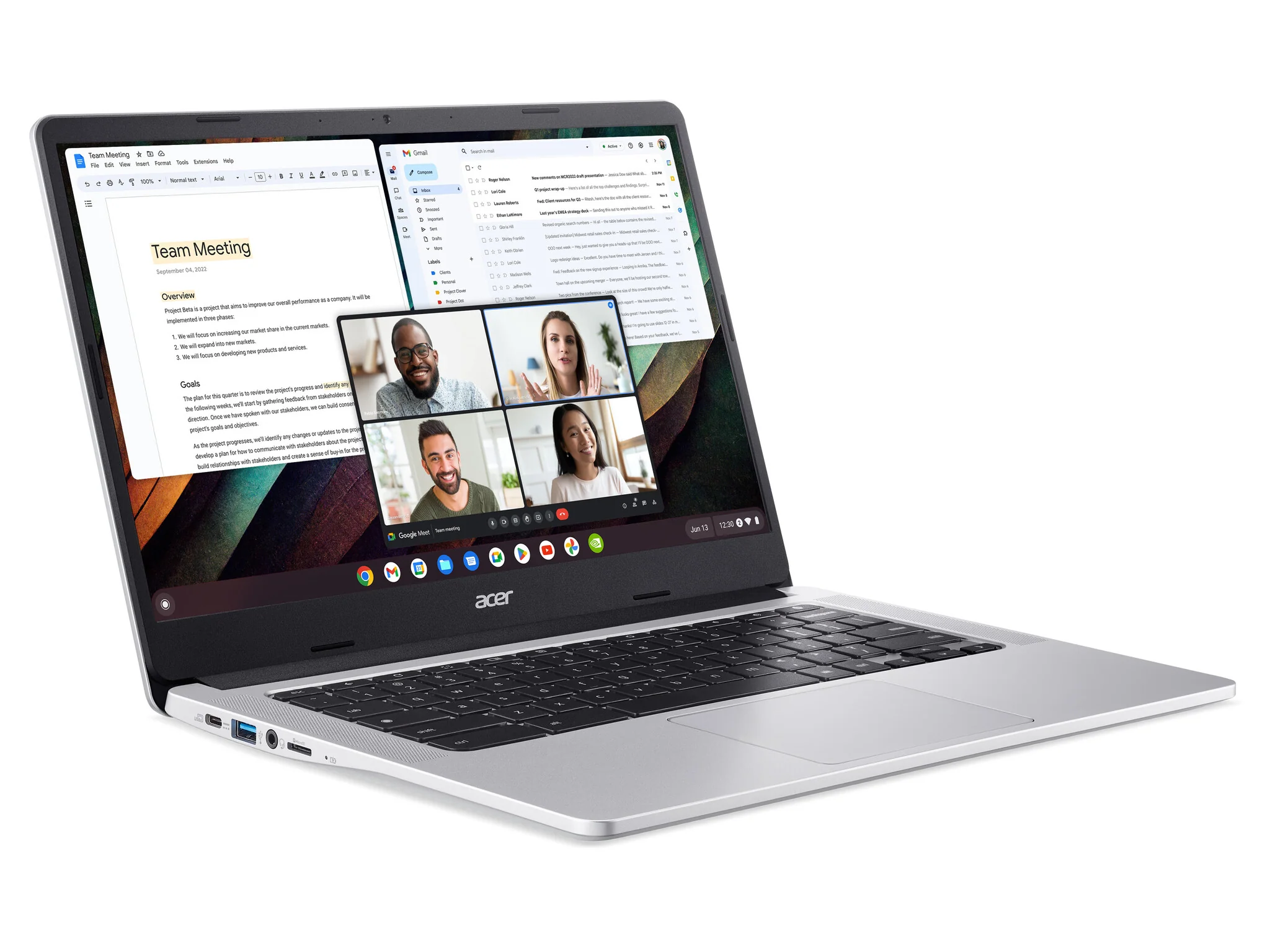 Acer Chromebook 314 - 35.6 cm (14") - Touchscreen - Intel® Pentium® Silver - 8 GB LPDDR4x-SDRAM - 128 GB SSD - Wi-Fi 5 - ChromeOS - Silver - Image 2