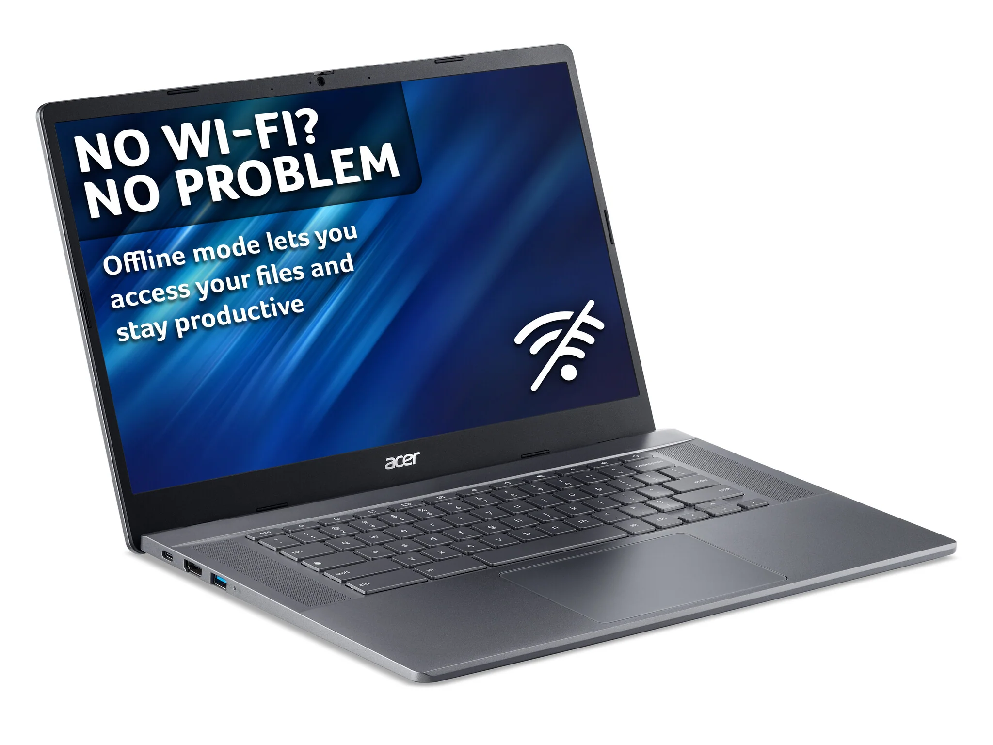 Acer Chromebook Plus 515 - 39.6 cm (15.6") - Intel® Core™ i3-1215U - 8 GB LPDDR5x-SDRAM - 256 GB SSD - Wi-Fi 6E - ChromeOS - Grey - Image 4