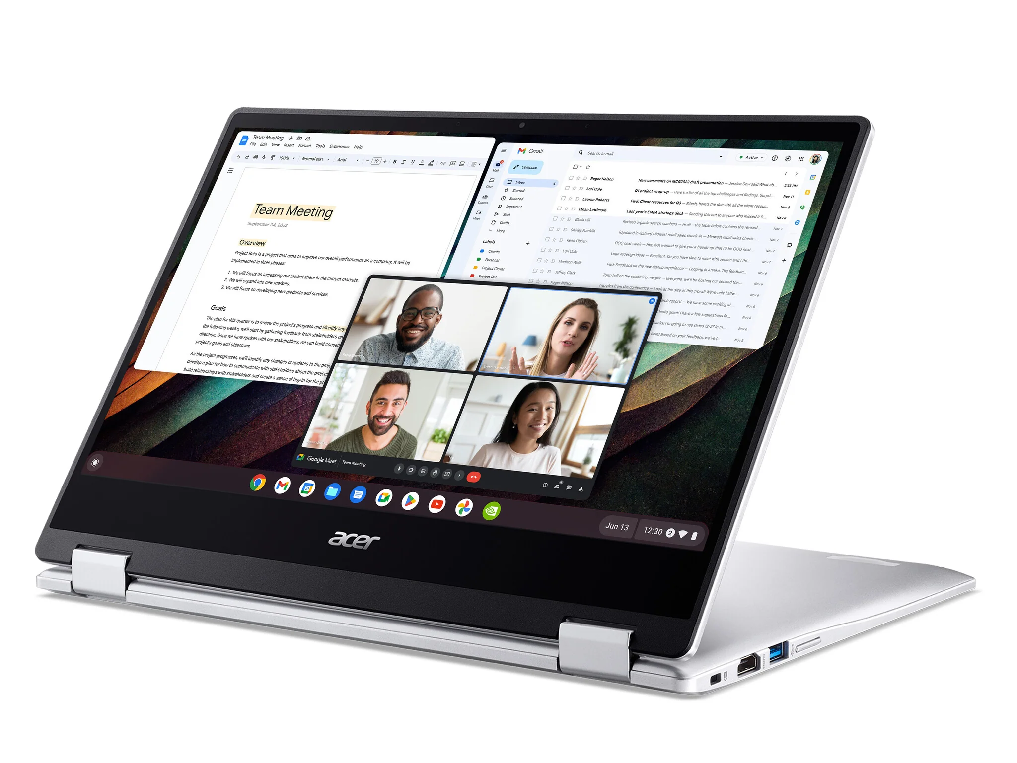 Acer Chromebook Spin 314 Hybrid (2-in-1) - 35.6 cm (14") - Touchscreen - Intel Celeron N4500 - 4 GB LPDDR4x-SDRAM - 128 GB eMMC - Wi-Fi 6 - ChromeOS - Silver - Image 10
