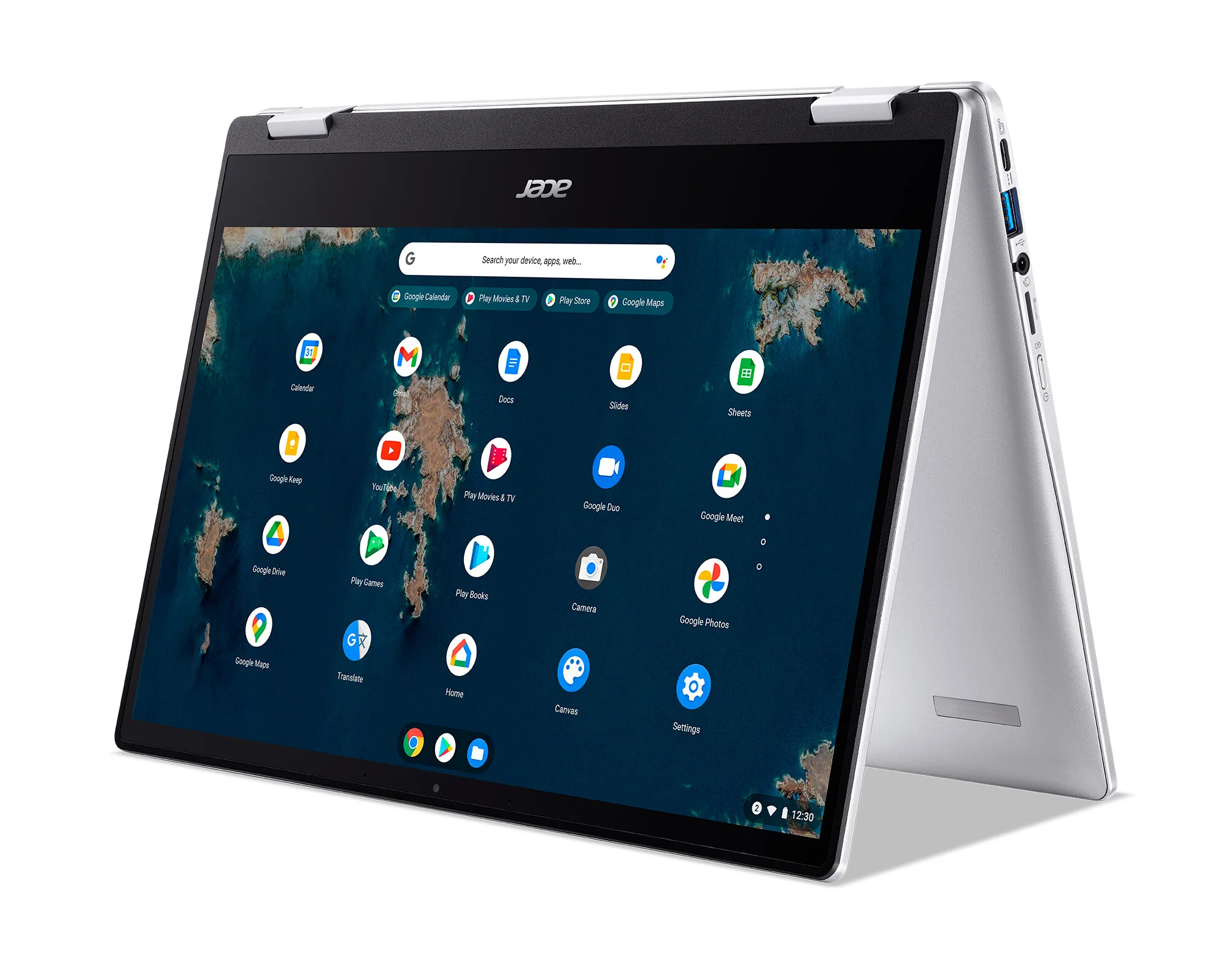 Acer Chromebook Spin 314 Hybrid (2-in-1) - 35.6 cm (14") - Touchscreen - Intel Celeron N4500 - 4 GB LPDDR4x-SDRAM - 128 GB eMMC - Wi-Fi 6 - ChromeOS - Silver - Image 8