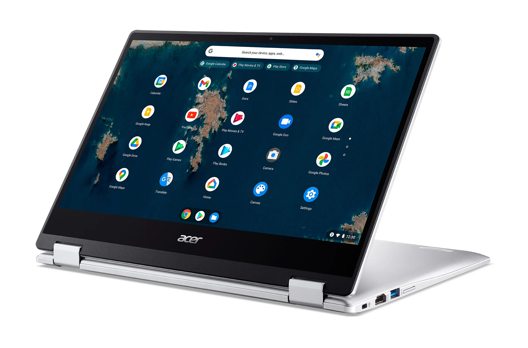 Acer Chromebook Spin 314 Hybrid (2-in-1) - 35.6 cm (14") - Touchscreen - Intel Celeron N4500 - 4 GB LPDDR4x-SDRAM - 128 GB eMMC - Wi-Fi 6 - ChromeOS - Silver - Image 9