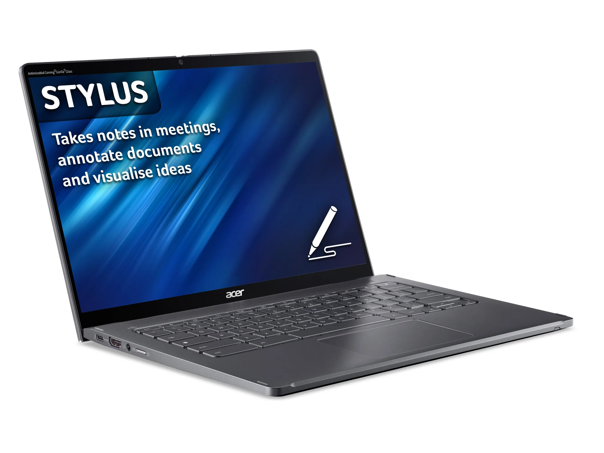 Acer Chromebook Spin 714 - 35.6 cm (14") - Touchscreen - Intel® Core i3-1315U - 8 GB LPDDR4x-SDRAM - 256 GB SSD - Wi-Fi 6E - Chrome OS - Grey - Image 4