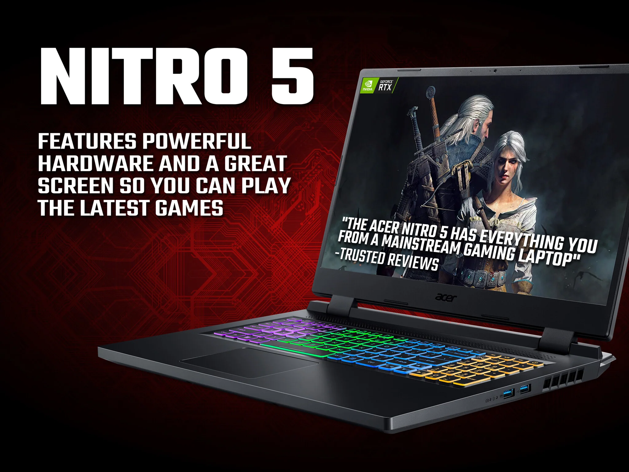Acer Nitro 5 AN517-55 Gaming Laptop - 43.9 cm (17.3") - Intel® Core™ i7-12650H - 16 GB DDR4-SDRAM - 1.02TB SSD - NVIDIA GeForce RTX 4060 - Wi-Fi 6 - Windows - Image 3