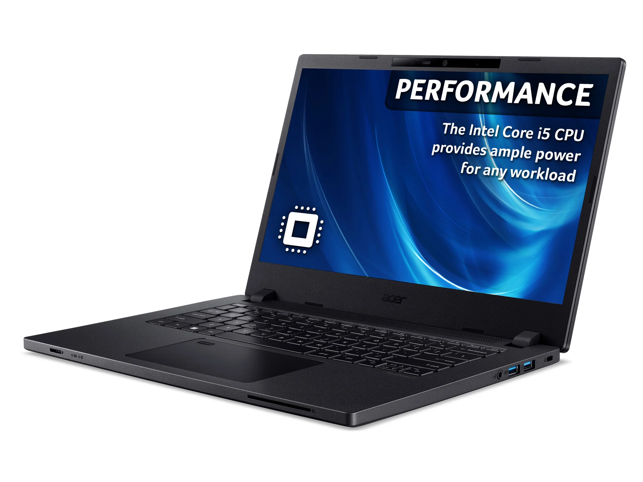 Acer TravelMate P2 Laptop - 35.6cm (14") - Intel® Core™ i5-1235U - 16 GB DDR4-SDRAM - 512 GB SSD - Wi-Fi 6 - Windows 11 Pro - Black - Image 3