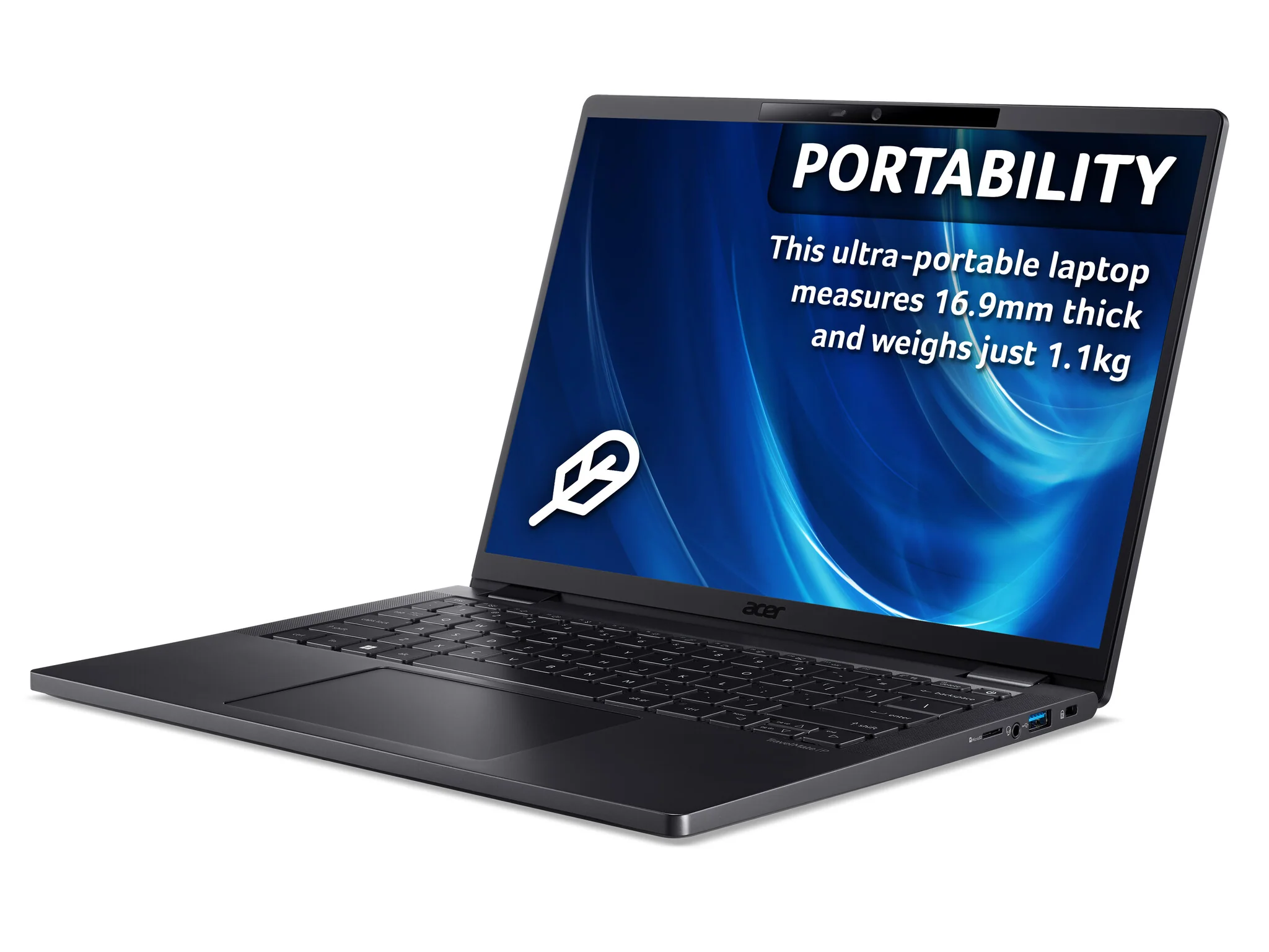 Acer TravelMate P6 TMP614-53 Laptop - 35.6 cm (14") - Intel® Core™ i7-1355U - 16 GB LPDDR5-SDRAM - 512 GB SSD - Wi-Fi 6E - Windows 11 Pro - Black - Image 12