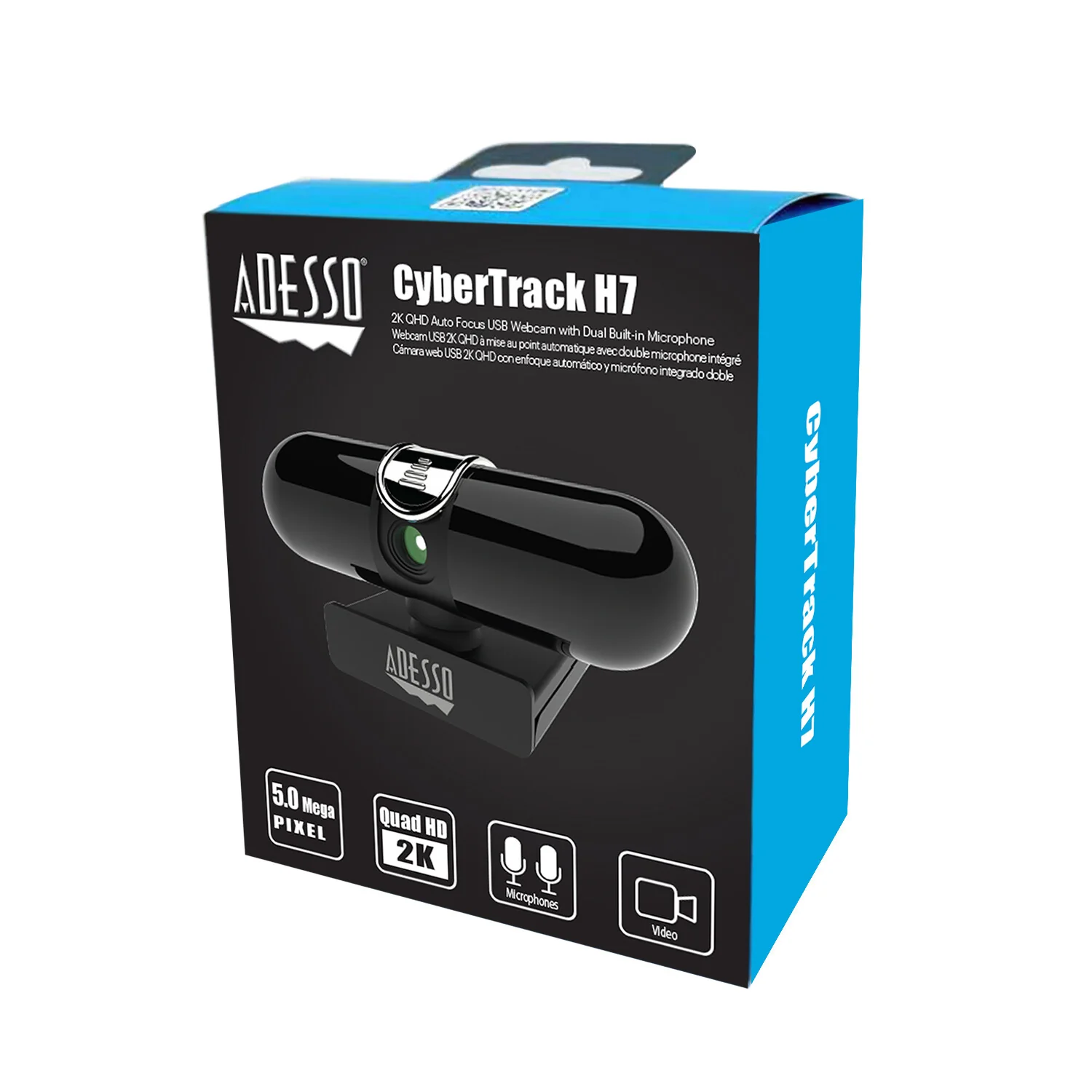 Adesso CyberTrack H7 - 4 MP 2560 x 1440p USB 2.0 webcam in Black - Image 6