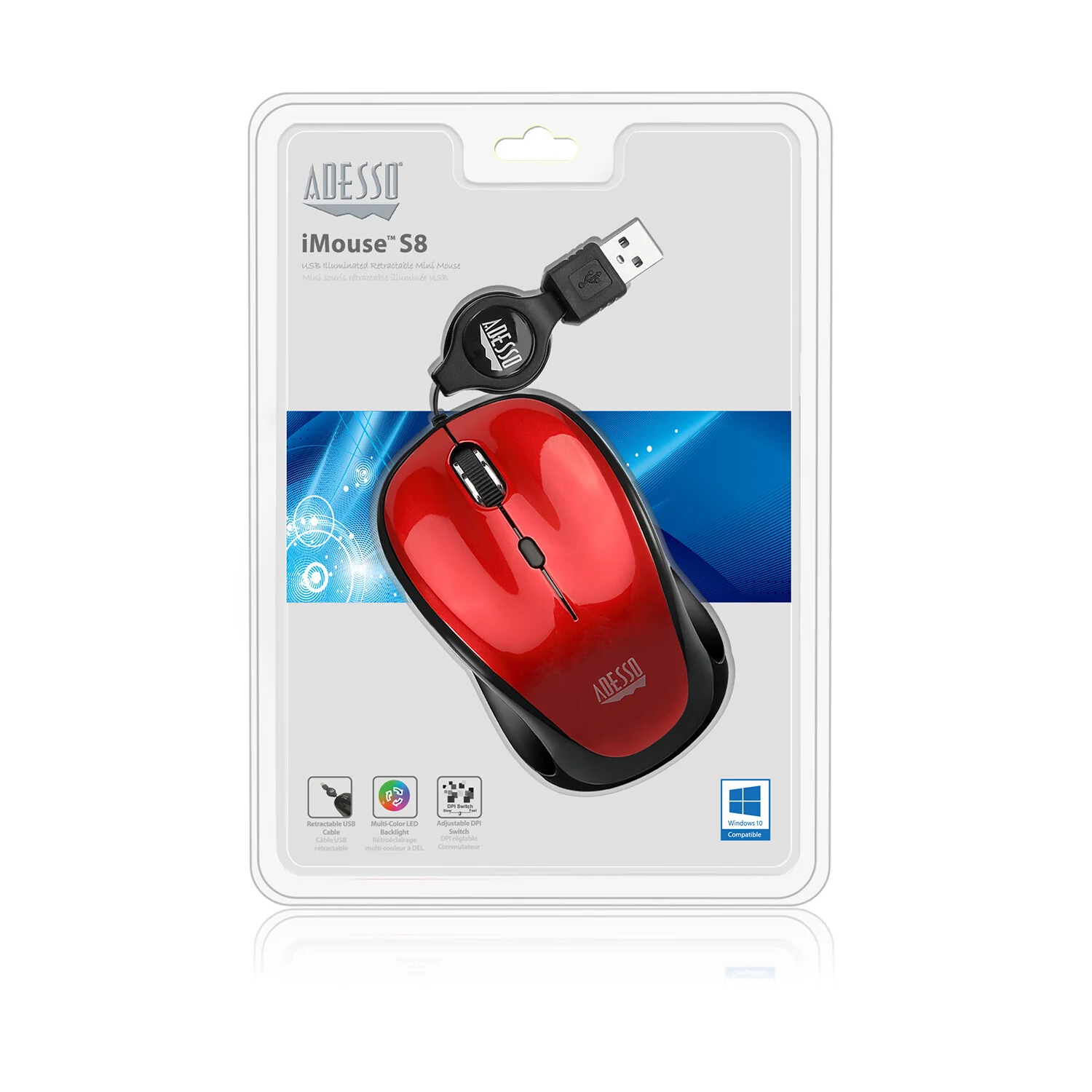 Adesso iMouse S8R - USB Illuminated Retractable Mini Mouse - Image 6