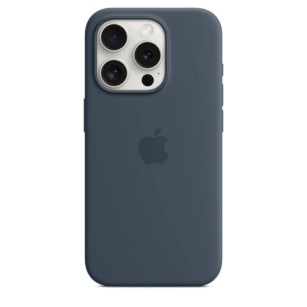 Apple iPhone 15 Pro Silicone Case with MagSafe in Blue - Image 3