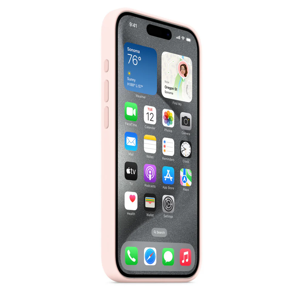 Apple iPhone 15 Pro Silicone Case with MagSafe in Light Pink - Image 6