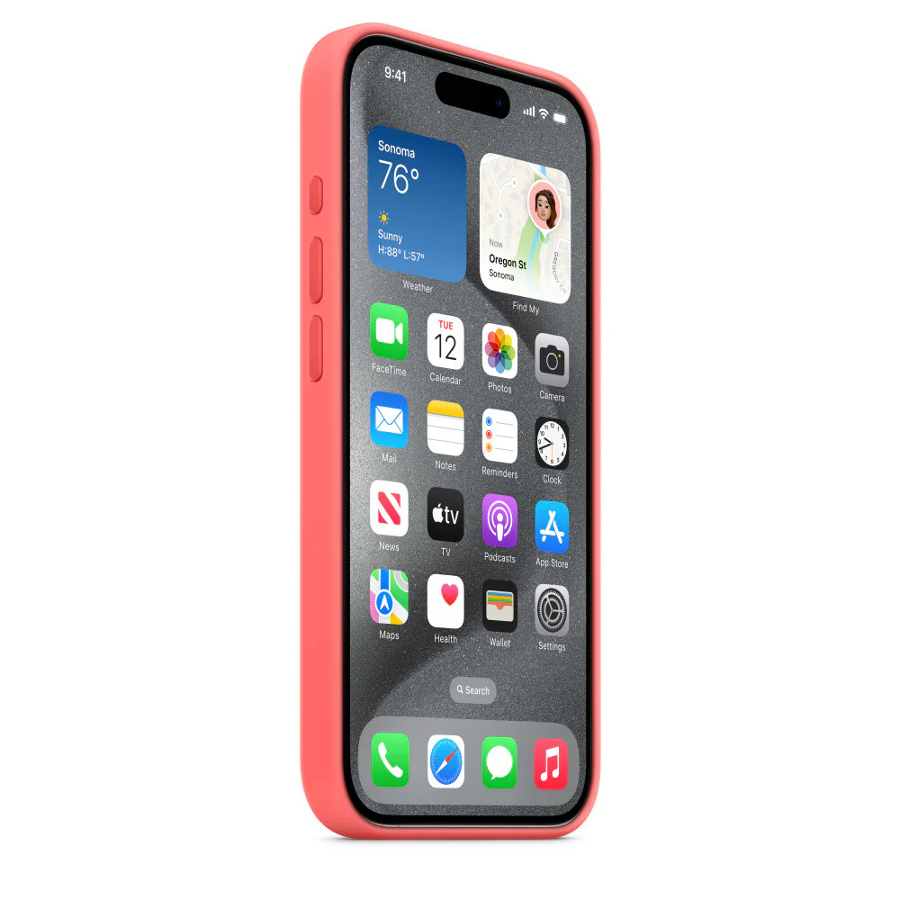 Apple iPhone 15 Pro Silicone Case with MagSafe in Guava Pink - Image 6