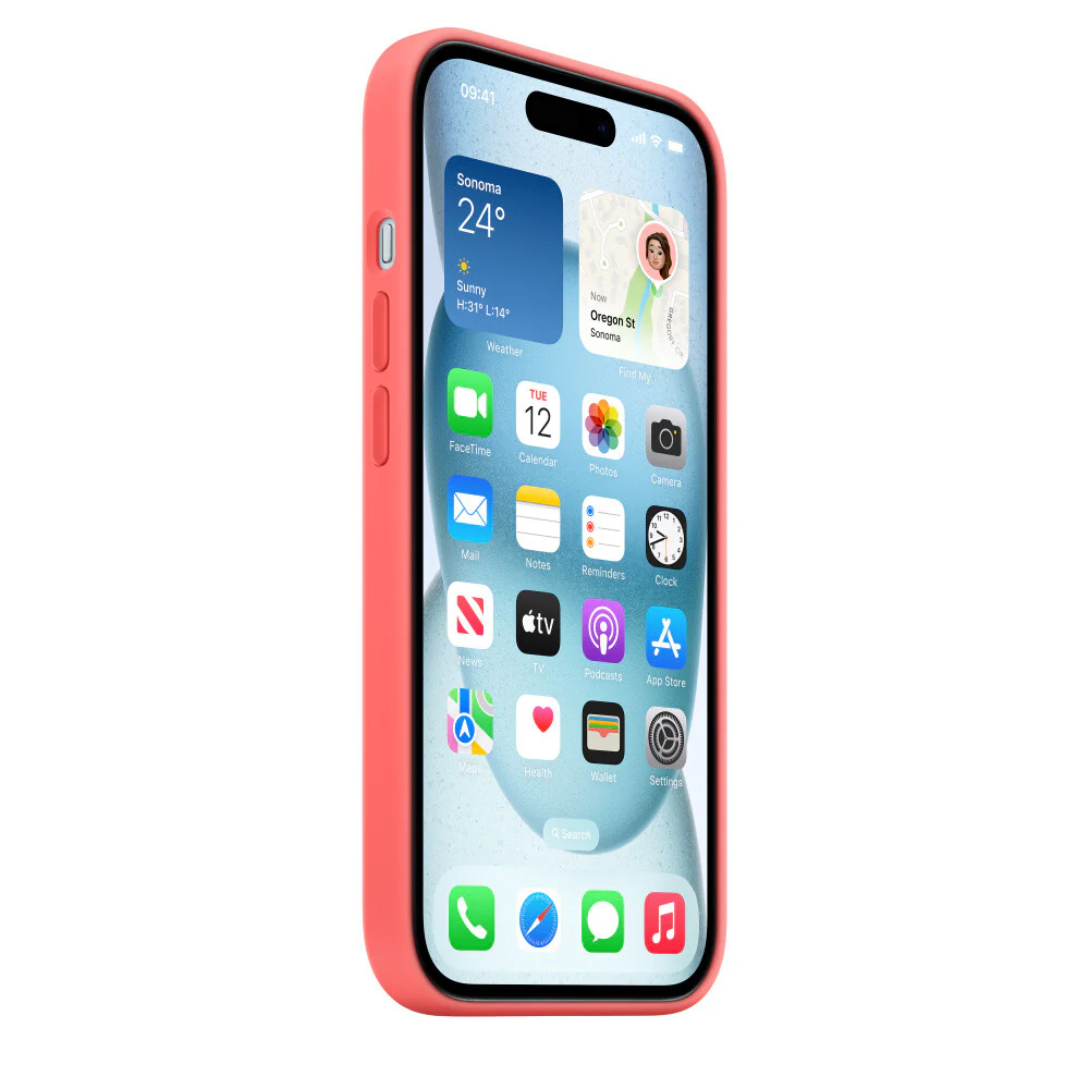 Apple MT0V3ZM/A - Silicone Case with MagSafe for iPhone 15 in Guava - Image 7