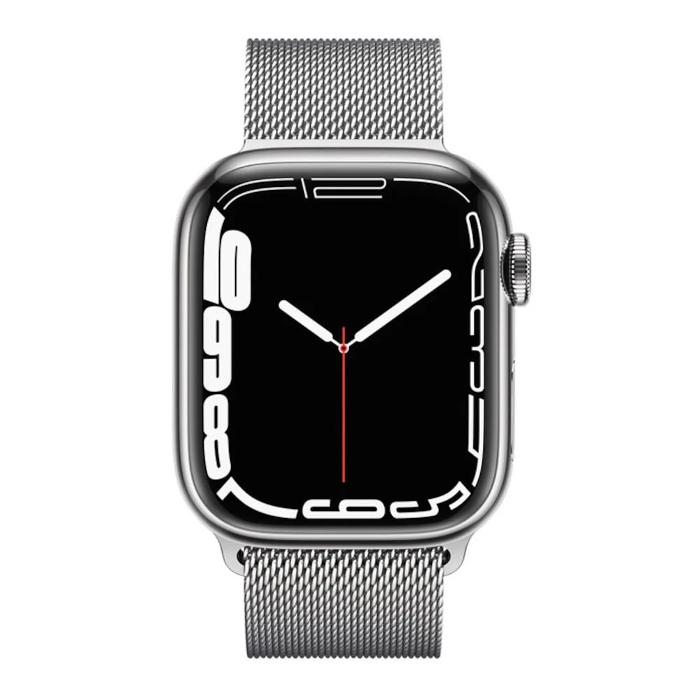 Apple Watch Series 7 GPS + Cellular 41mm Silver Stainless Steel Case with Silver Milanese Loop - Image 2