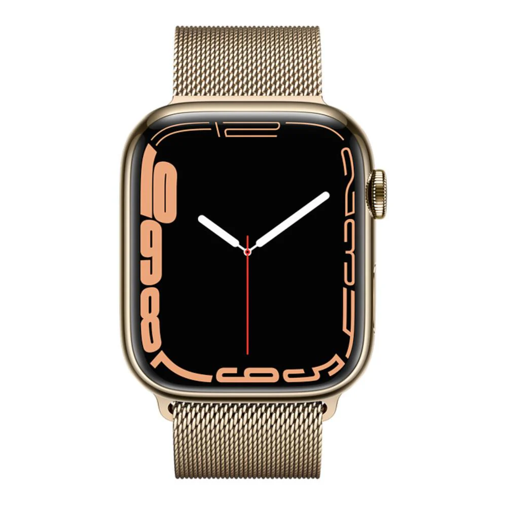 Apple Watch Series 7 GPS + Cellular 45mm Gold Stainless Steel Case with Gold Milanese Loop - Image 2