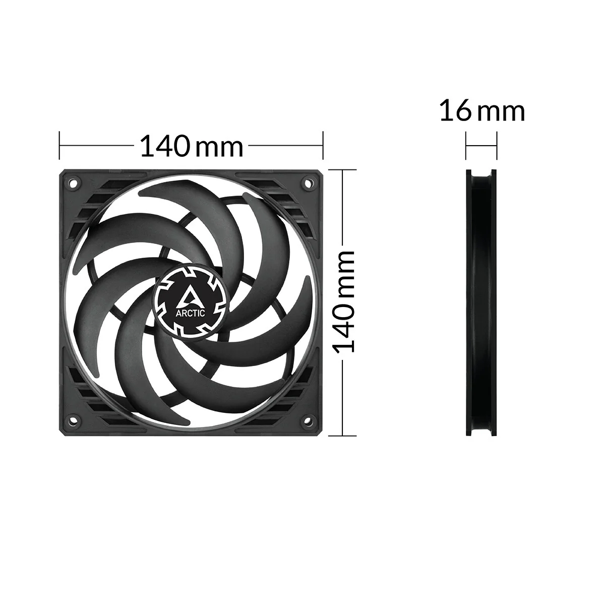 ARCTIC P14 Slim - PWM PST PC Case Fan in Black  - 140mm - Image 5
