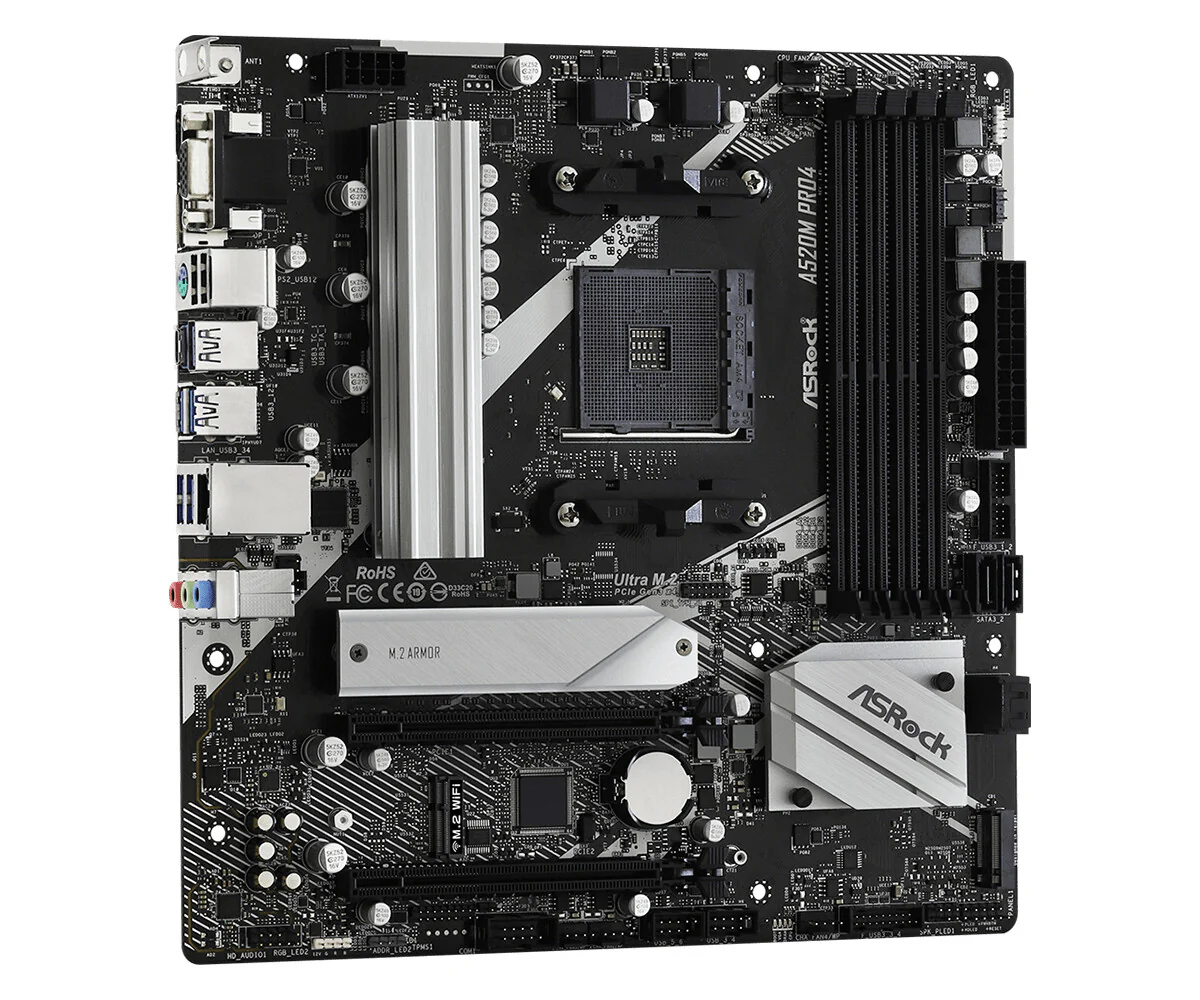 Asrock A520M Pro4 micro ATX motherboard - AMD A520 Socket AM4 - Image 4
