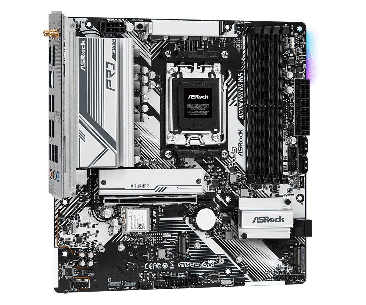 Asrock A620M Pro RS WiFi micro ATX motherboard - AMD A620 Socket AM5 - Image 3
