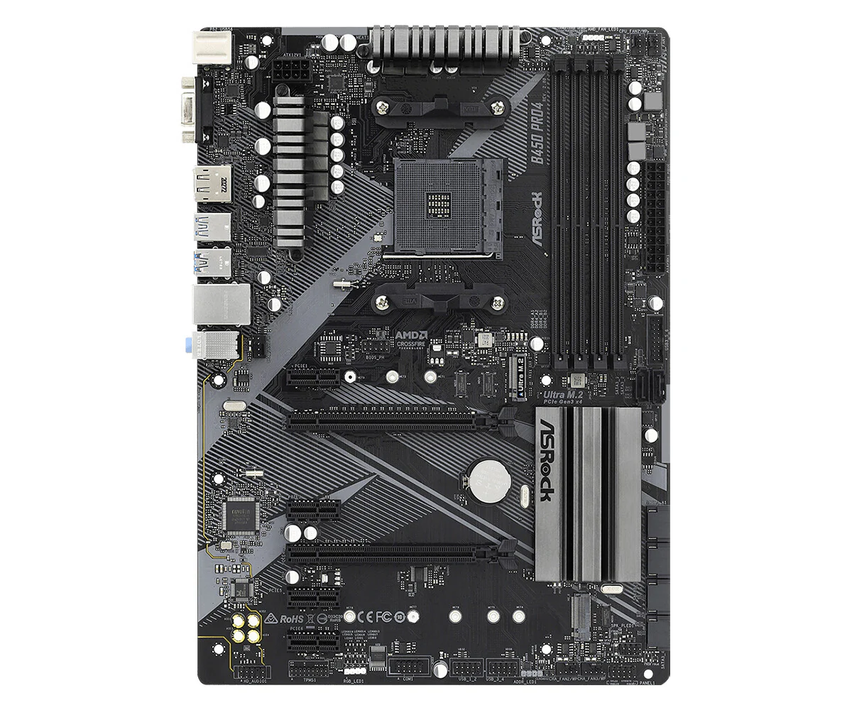 Asrock B450 Pro4 R2.0 ATX motherboard - AMD B450 Socket AM4 - Image 2