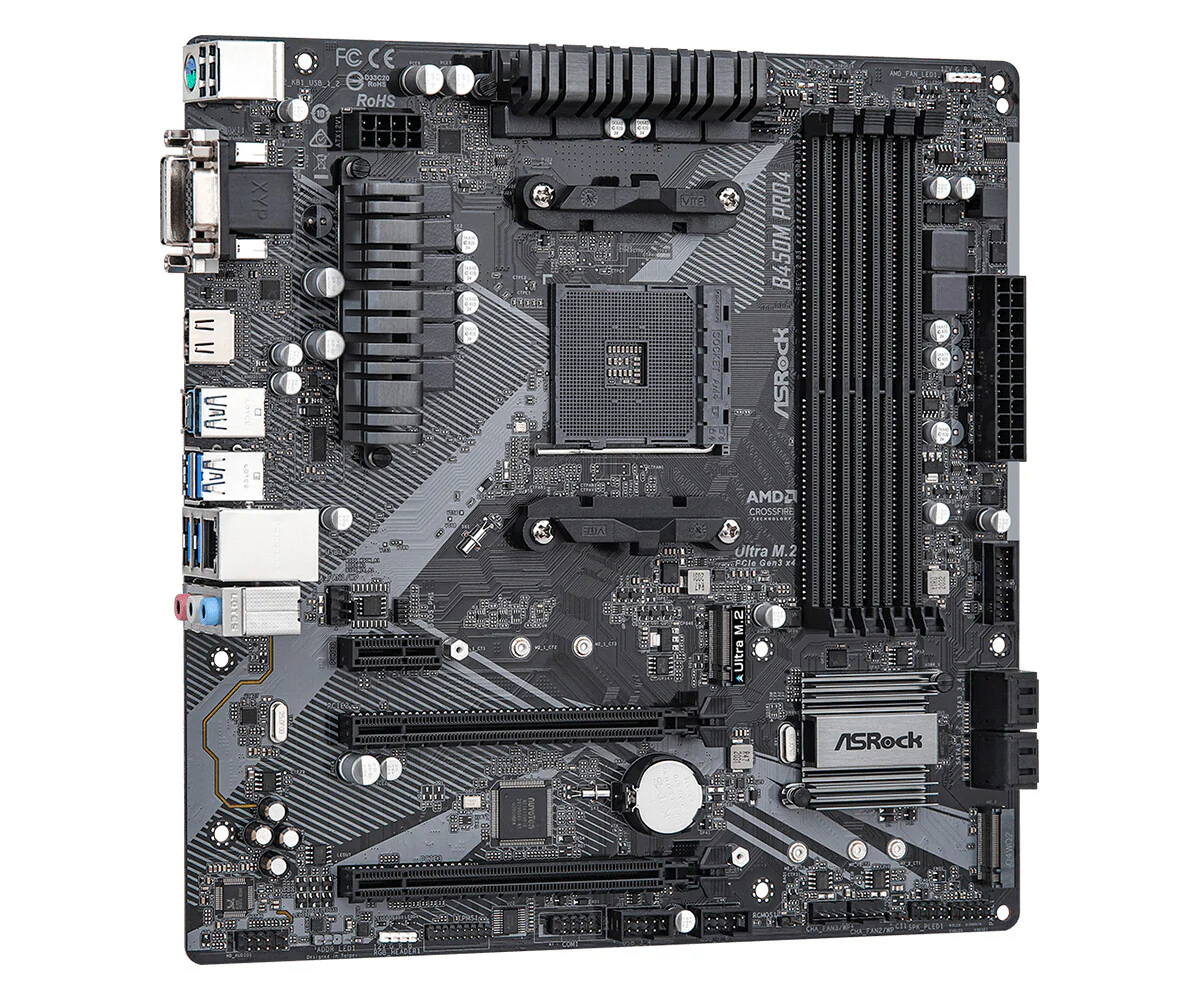 Asrock B450M Pro4 R2.0 micro ATX motherboard - AMD B450 Socket AM4 - Image 4
