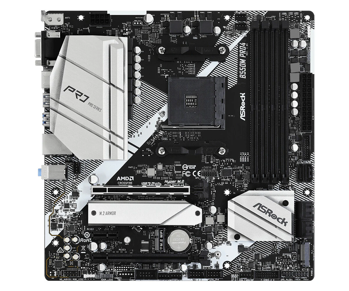Asrock B550M Pro4 micro ATX motherboard - AMD B550 Socket AM4 - Image 2