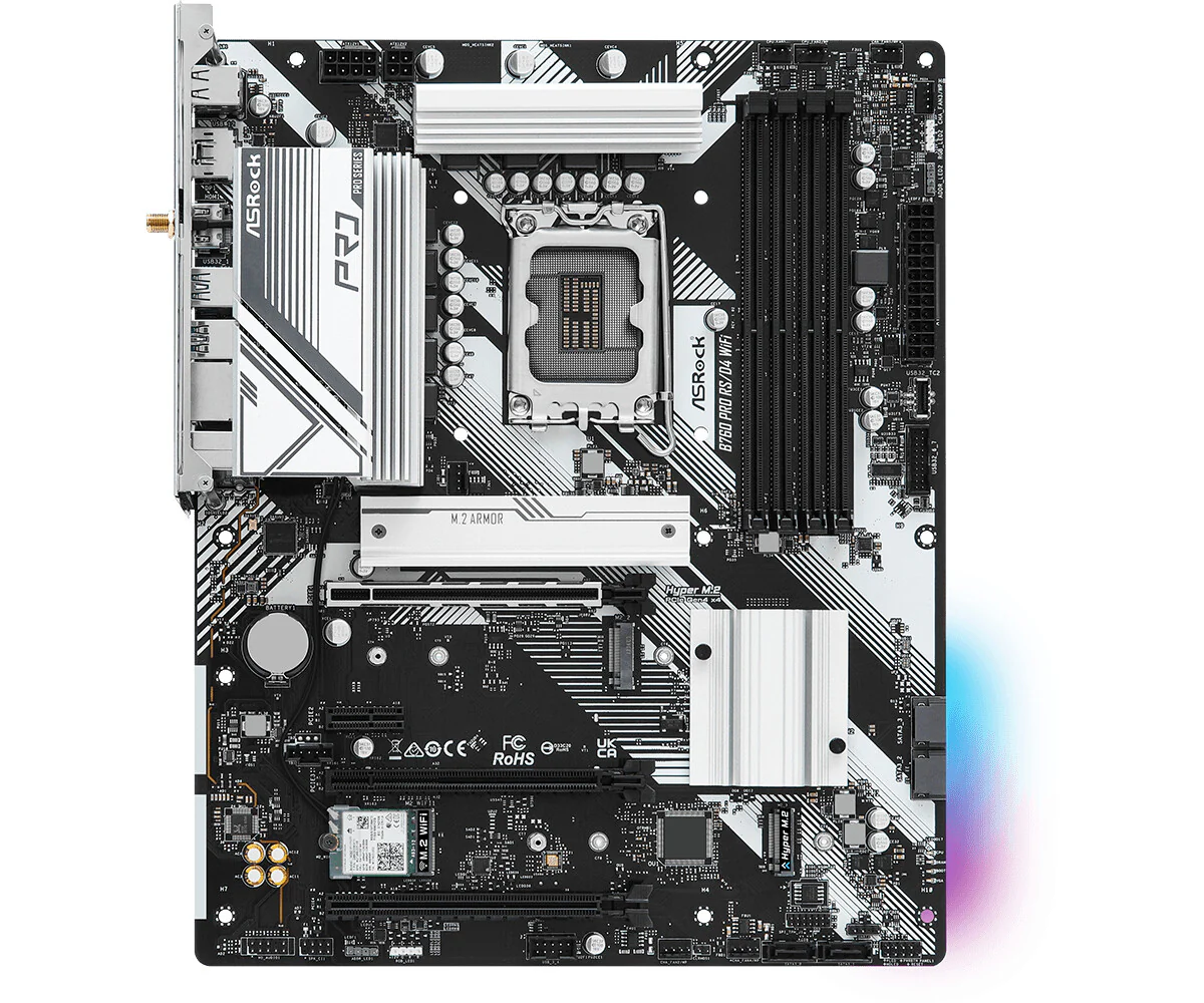 Asrock B760 Pro RS/D4 WiFi ATX motherboard - Intel B760 LGA 1700 - Image 2