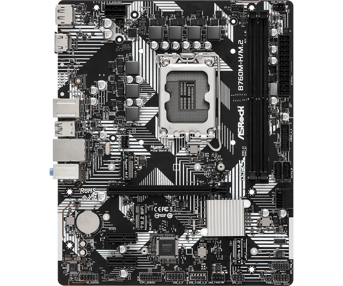 Asrock B760M-H/M.2 micro ATX motherboard - Intel B760 LGA 1700 - Image 2