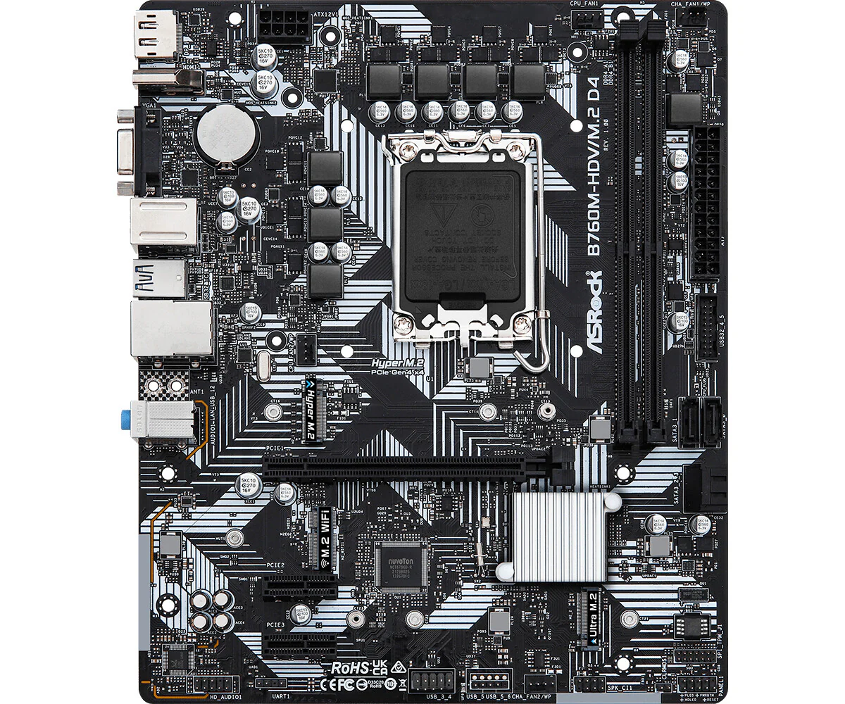Asrock B760M-HDV/M.2 D4 micro ATX motherboard - Intel B760 LGA 1700 - Image 2
