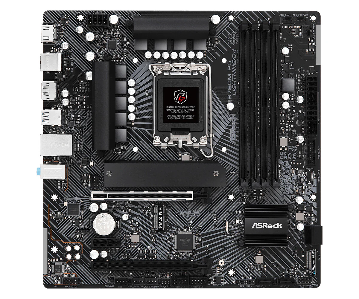 Asrock B760M PG Lightning/D4 micro ATX motherboard - Intel B760 LGA 1700 - Image 2