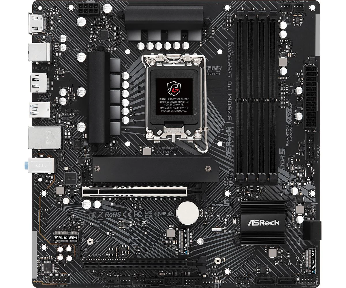 Asrock B760M PG Lightning micro ATX motherboard - Intel B760 LGA 1700 - Image 2