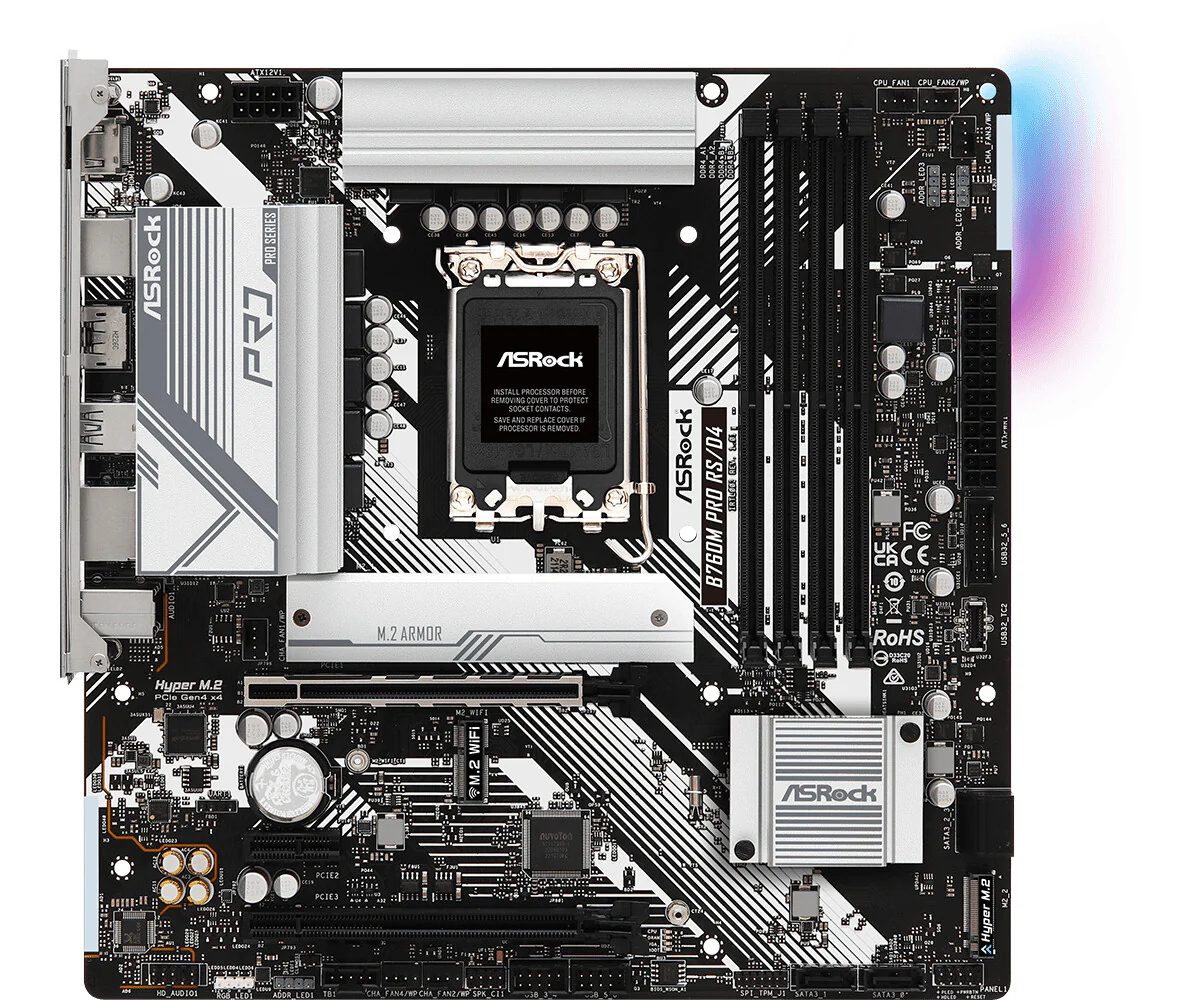 Asrock B760M PRO RS/D4 micro ATX motherboard - Intel B760 LGA 1700 - Image 2