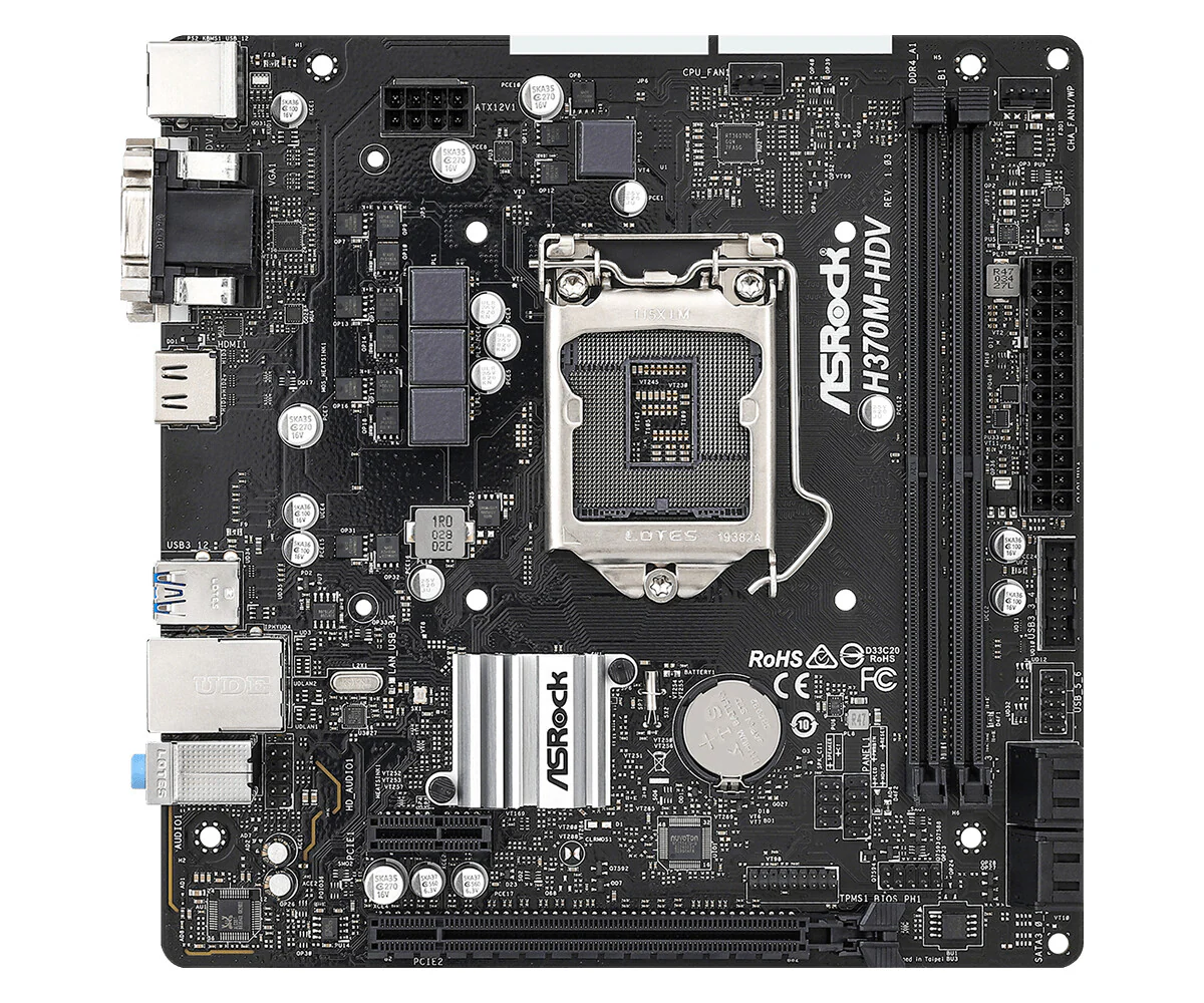 Asrock H370M-HDV micro ATX motherboard - Intel® H370 LGA 1151 - Image 2