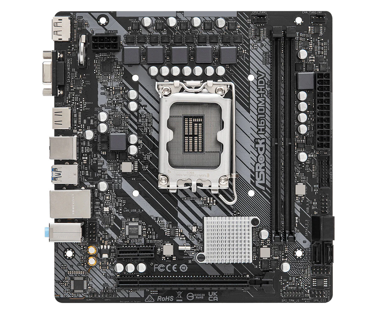 Asrock H610M-HDV micro ATX motherboard - Intel H610 LGA 1700 - Image 2