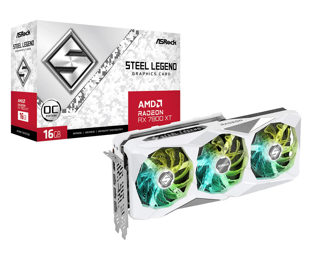 Asrock Steel Legend OC - AMD 16 GB GDDR6 Radeon RX 7800 XT graphics card
