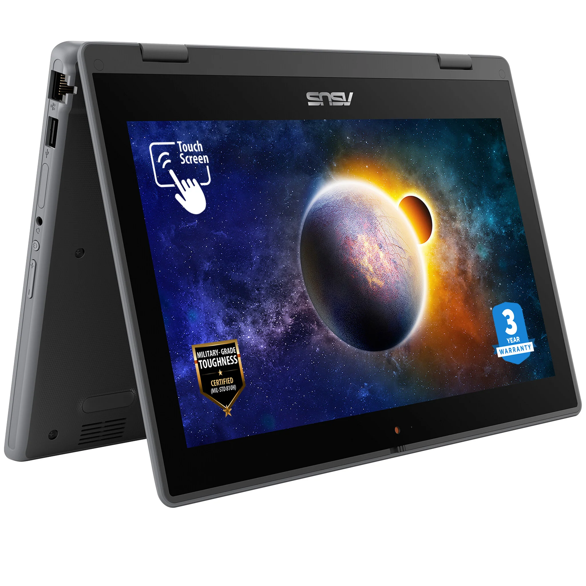 ASUS BR1100F-C41DXAS Hybrid (2-in-1) - 29.5 cm (11.6") - Touchscreen - Intel® Celeron® N N4500 - 4 GB DDR4-SDRAM - 128 GB SSD - Wi-Fi 6 - Windows 11 Pro Education - Grey - Image 2