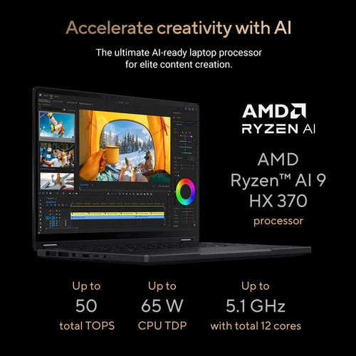 ASUS ProArt PX13 Hybrid (2-in-1) - 33.8 cm (13.3") - Touchscreen - AMD Ryzen AI 9 HX 370 - 32 GB LPDDR5x-SDRAM - 1 TB SSD - NVIDIA GeForce RTX 4060 - Wi-Fi 7 - Windows 11 Home - Black - Image 5