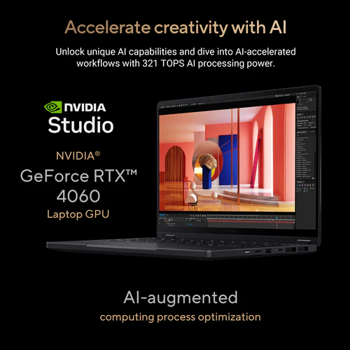 ASUS ProArt PX13 Hybrid (2-in-1) - 33.8 cm (13.3") - Touchscreen - AMD Ryzen AI 9 HX 370 - 32 GB LPDDR5x-SDRAM - 1 TB SSD - NVIDIA GeForce RTX 4060 - Wi-Fi 7 - Windows 11 Home - Black - Image 6