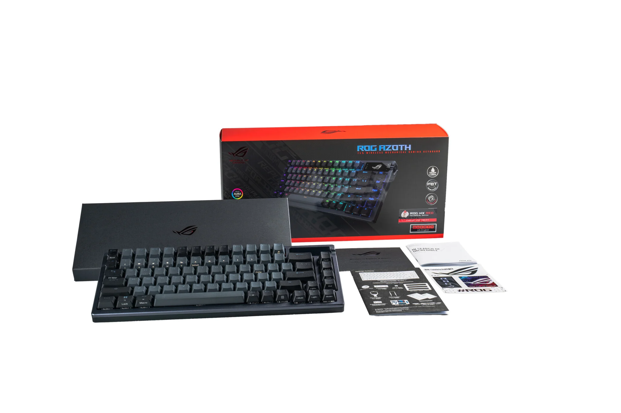 ASUS ROG Azoth - USB Wired + RF Wireless + Bluetooth RGB Mechanical Gaming Keyboard in Black (QWERTY US) - Image 3