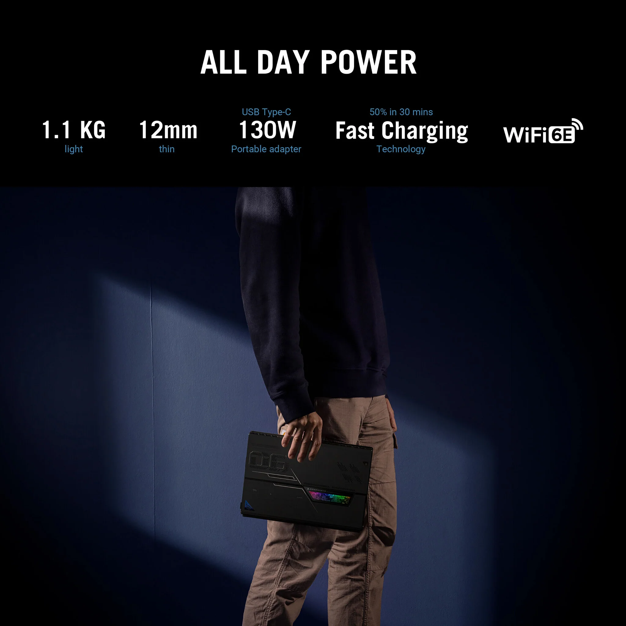 ASUS ROG Flow Z13 Hybrid (2-in-1) Laptop - 34 cm (13.4") - Touchscreen - Intel® Core™ i9-13900H - 16 GB LPDDR5-SDRAM - 1 TB SSD - NVIDIA GeForce RTX 4050 - Wi-Fi 6E - Windows 11 Home - Black - Image 14