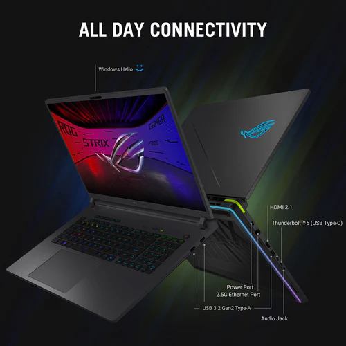 ASUS ROG Strix G18 Laptop - 45.7 cm (18") - Intel Core Ultra 9 275HX - 16 GB DDR5-SDRAM - 1 TB SSD - NVIDIA GeForce RTX 5070 - Wi-Fi 7 - Windows 11 Home - Eclipse Grey - Image 12