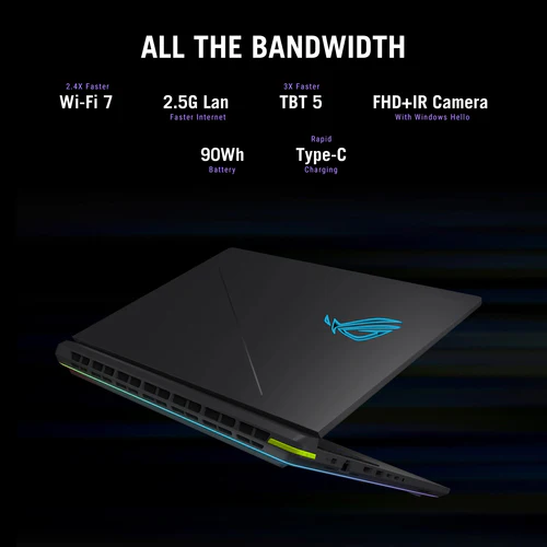 ASUS ROG Strix G18 Laptop - 45.7 cm (18") - Intel Core Ultra 9 275HX - 16 GB DDR5-SDRAM - 1 TB SSD - NVIDIA GeForce RTX 5070 - Wi-Fi 7 - Windows 11 Home - Eclipse Grey - Image 9