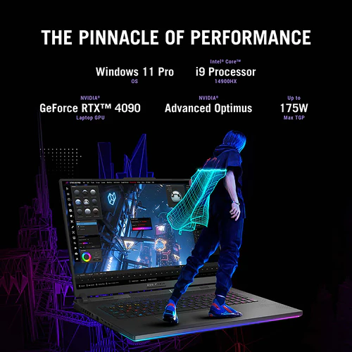 ASUS ROG Strix SCAR 18 Laptop - 45.7 cm (18") - Intel® Core™ i9-14900HX - 32 GB DDR5-SDRAM - 2 TB SSD - NVIDIA GeForce RTX 4090 - Wi-Fi 6E - Windows 11 Home - Black - Image 5