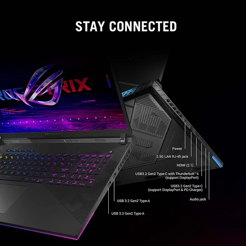 ASUS ROG Strix SCAR 18 Laptop - 45.7 cm (18") - Intel® Core™ i9-14900HX - 32 GB DDR5-SDRAM - 2 TB SSD - NVIDIA GeForce RTX 4090 - Wi-Fi 6E - Windows 11 Home - Black - Image 7