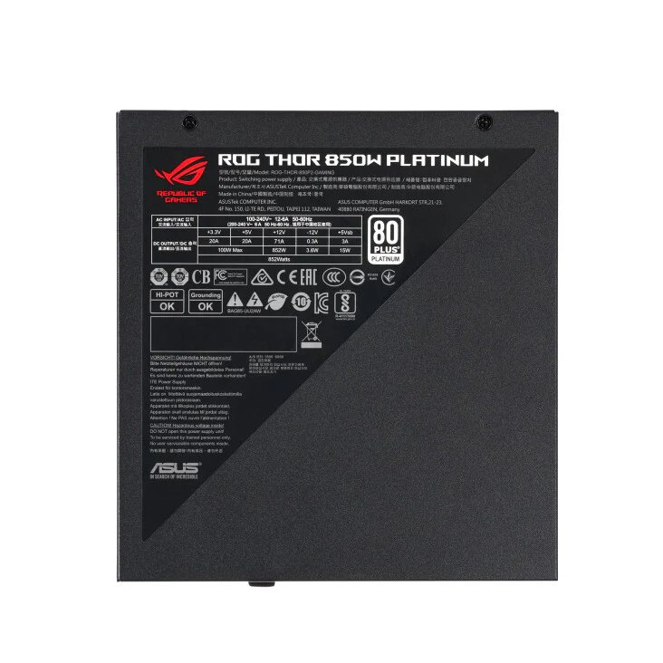 ASUS ROG THOR - 850W 80+ Platinum II Fully Modular Power Supply Unit - Image 10