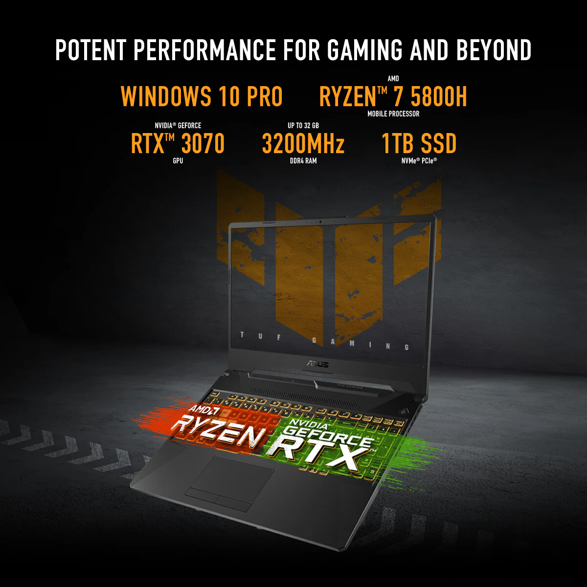 ASUS TUF Gaming A15 Laptop - 39.6 cm (15.6") - AMD Ryzen™ 7 7435HS - 16 GB DDR5-SDRAM - 512 GB SSD - NVIDIA GeForce RTX 3050 - Wi-Fi 6 - Windows 11 Home - Black - Image 15