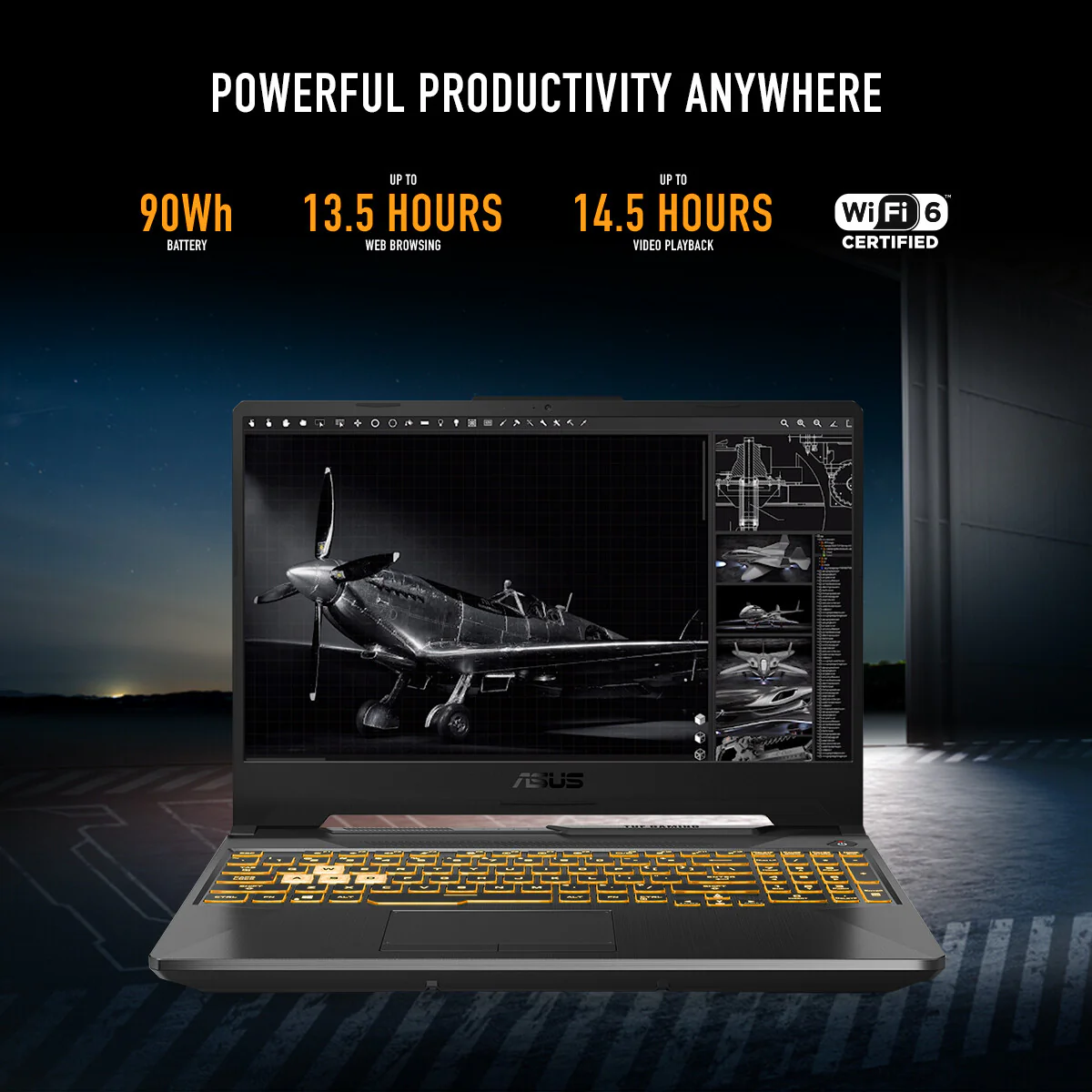ASUS TUF Gaming A15 Laptop - 39.6 cm (15.6") - AMD Ryzen™ 7 7435HS - 16 GB DDR5-SDRAM - 512 GB SSD - NVIDIA GeForce RTX 3050 - Wi-Fi 6 - Windows 11 Home - Black - Image 18