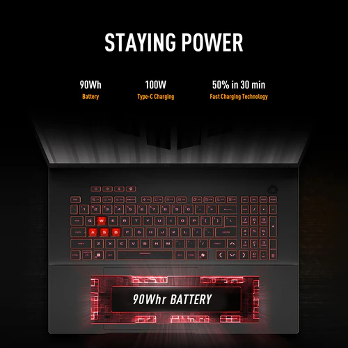 ASUS TUF Gaming FA808UM-S8013W Laptop - 45.7 cm (18") - AMD Ryzen™ 7 260 - 16 GB DDR5-SDRAM - 1 TB SSD - NVIDIA GeForce RTX 5060 - Wi-Fi 6E - Windows 11 Home - Jaeger Gray - Image 9