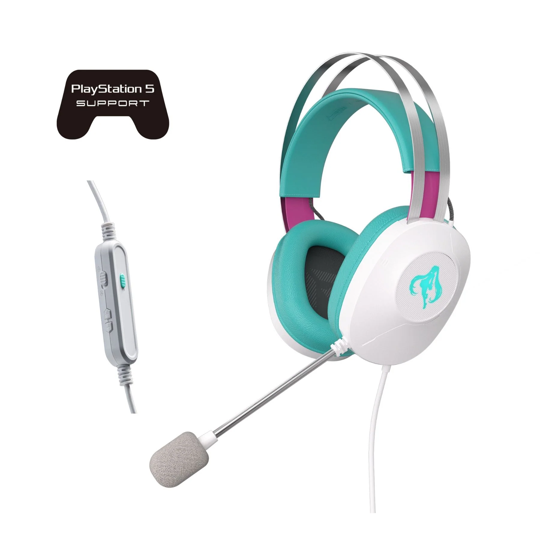 ASUS TUF Gaming H1 Gen II Hatsune Miku Edition Headset Wired Handheld USB Type-A Pink/ Turquoise/ White