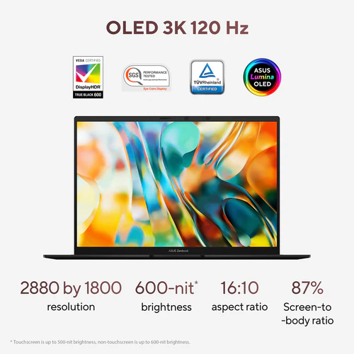 ASUS Zenbook 14 OLED Laptop - 35.6 cm (14") - AMD Ryzen AI 5 340 - 16 GB LPDDR5x-SDRAM - 1 TB SSD - Wi-Fi 6E - Windows 11 Home - Black - Image 9