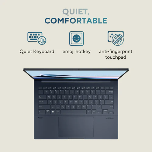 ASUS Zenbook 14 OLED Laptop - 35.6 cm (14") - Touchscreen - Intel Core Ultra 5 225H - 16 GB LPDDR5x-SDRAM - 512 GB SSD - Wi-Fi 7 - Windows 11 Home - Blue - Image 9