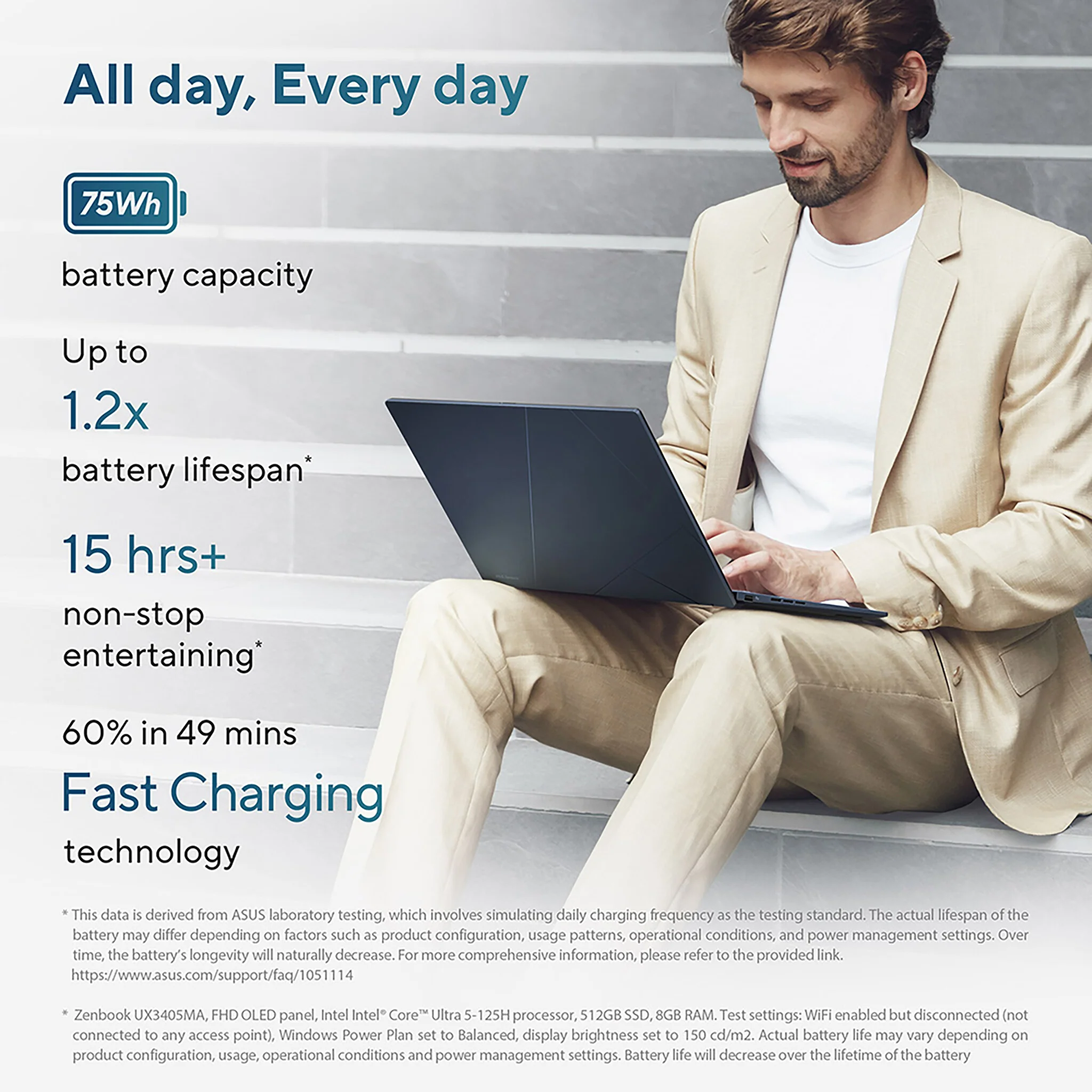 ASUS Zenbook 14 OLED Laptop - 35.6 cm (14") - Touchscreen - Intel Core Ultra 9 185H - 32 GB LPDDR5x-SDRAM - 1 TB SSD - Wi-Fi 6E - Windows 11 Home - Blue - Image 9