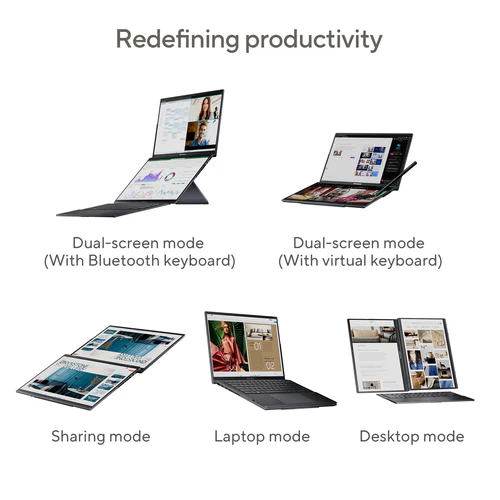 ASUS Zenbook Duo Hybrid (2-in-1) - 35.6 cm (14") - Touchscreen - Intel Core Ultra 9 185H - 32 GB LPDDR5x-SDRAM - 2 TB SSD - Wi-Fi 6E - Windows 11 Pro - Grey - Image 13